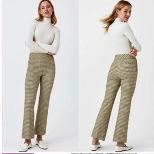 Spanx Checked High-Waist Cropped Flare Pants - Dijon